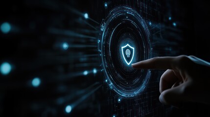 AI security shield icon on the screen, 