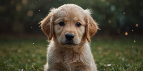 Adorable Golden Retriever Puppy with a Bone.