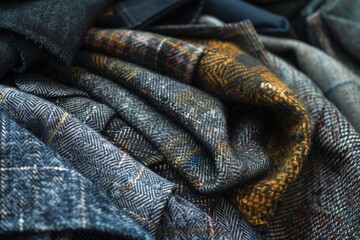 A clothing store features a row of suits on a rack, highlighting a selection of formal attire for customers, Feel the soft fabrics and luxurious materials of high-end clothing, AI generated