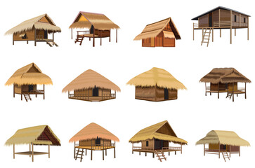 isolated straw hut on white background vector design