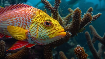 Fototapeta premium Stunning top view of an artfully arranged fish display showcasing intricate details and textures