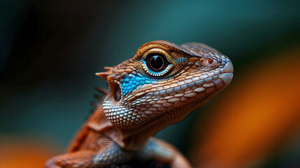 Fototapeta premium Small Lizard Sitting Top Tree Branch