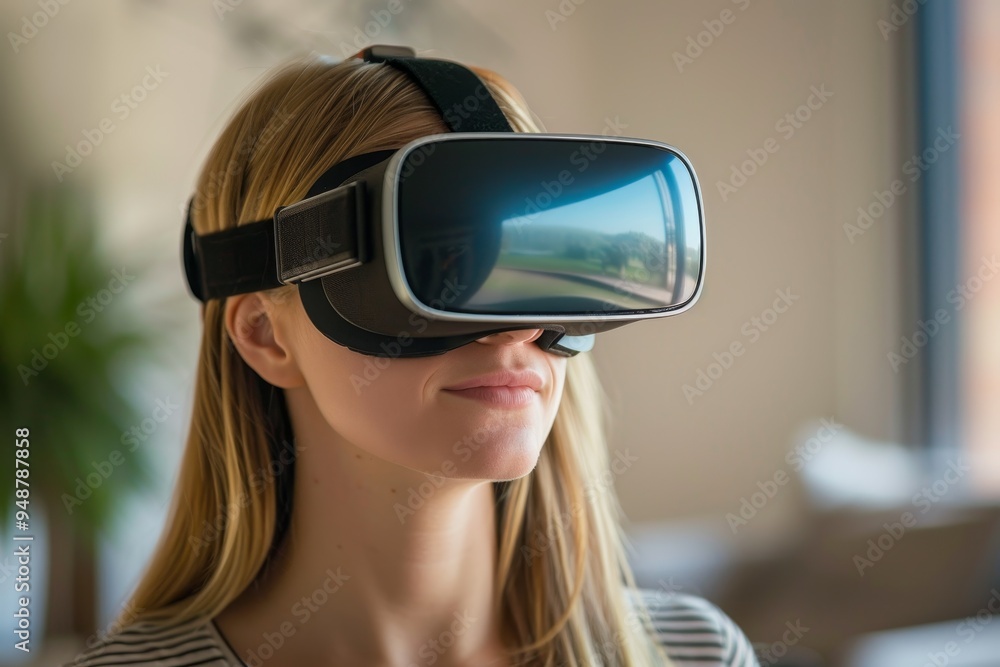 Poster virtual reality headset transporting user to digital realm