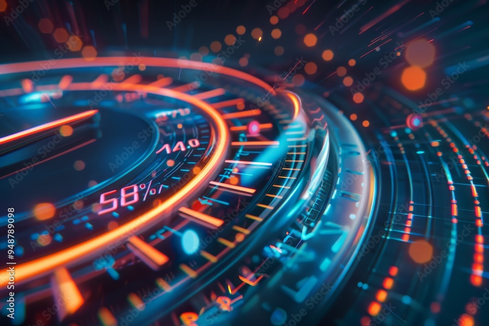 Poster internet speed and connectivity concept with speedometer