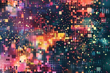 Abstract digital background with pixelated patterns