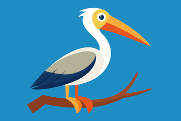 Fototapeta premium Cute bird pelican on the branch vector art illustration