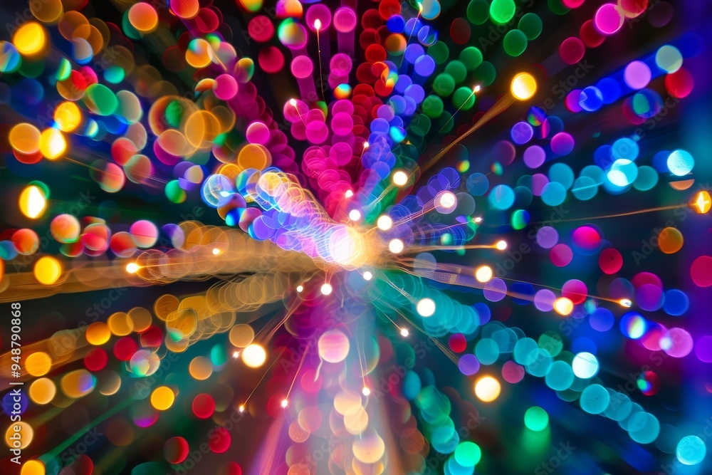 Aufkleber a vibrant display of colorful lights illuminating the scene, creating a festive and lively atmospher