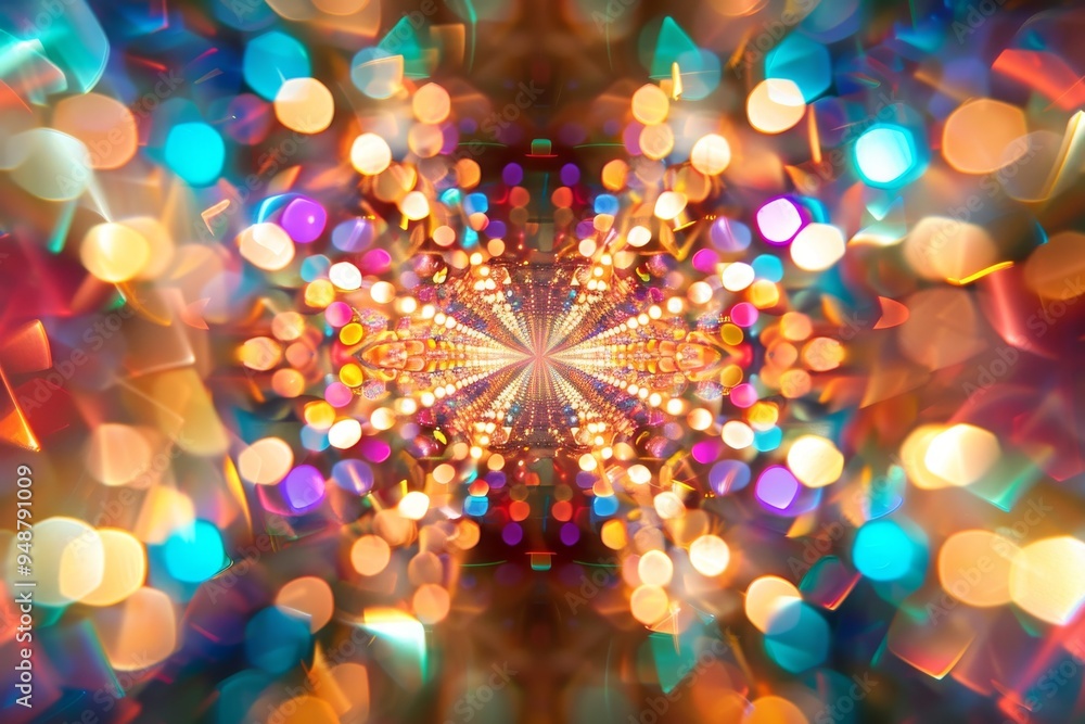 Poster a vibrant display of colorful lights illuminating the scene, creating a festive and lively atmospher