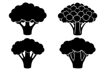 Broccoli silhouette black and white vector illustration