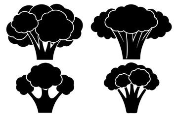 Broccoli silhouette black and white vector illustration