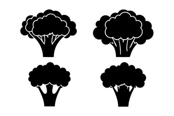 Broccoli silhouette black and white vector illustration