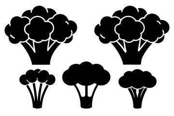 Broccoli silhouette black and white vector illustration