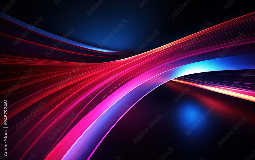 Poster Vibrant abstract blue and red waveform with fluid motion and colorful gradients.