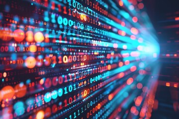 Fototapeta premium Abstract digital background with binary code and data