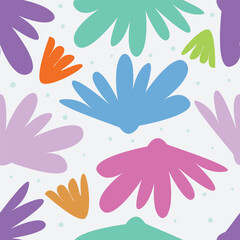 Colorful flowers and branchs whit shadow on a white backgeound.