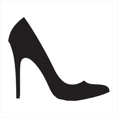 Elegant high heel shoe or stiletto in vector silhouette on white background
