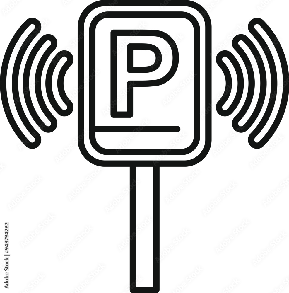 Poster parking sensor transmitting a signal in a smart parking system, using wireless technology to detect 
