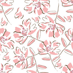 Colorful flowers and branchs whit shadow on a white backgeound.