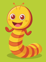 worm smiling and crawling vector art illustration