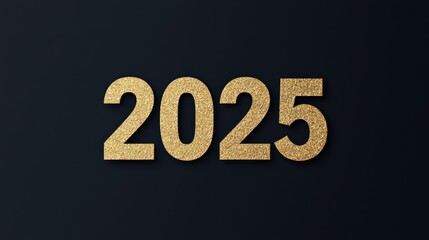 Shiny golden number 2025 on a dark background, perfect for celebrating New Year's events, party, or future planning.