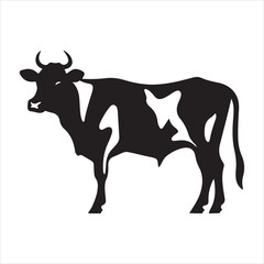 cow farm silhouette set silhouette white background
