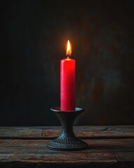 A single red candle burning slowly