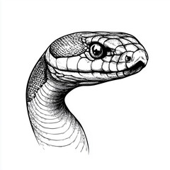 Hand drawn style snake head. Sketch snake, new year asian symbol. Dangerous isolated reptile. Decorative wild animal illustration