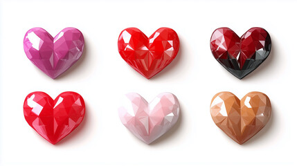 Hearts plastic 3d style. Shine pink red purple heart, stylish fashion background. Romantic love relationship friendship motherhood, Valentines day poster