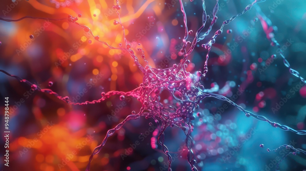 Poster neural symphony abstract brain neurons forming a vibrant musical composition with colorful synapses 