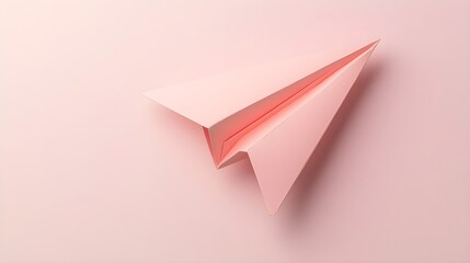 Naklejka premium A close-up shot of a realistic paper airplane resting on a light solid color background, showcasing its folds and creases