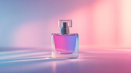 Minimalist perfume bottle showcasing a sleek design, surrounded by soft, diffused lighting, set against a clean, solid color backdrop