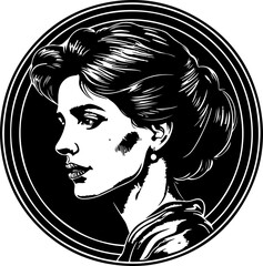 Stylized Portrait of a Woman in Bold Black and White