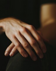 Fototapeta premium Close-up portrait of a man's hands