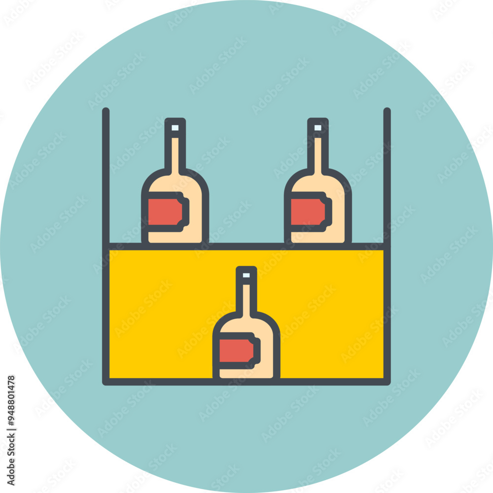 Sticker Wine Rack Vector Icon