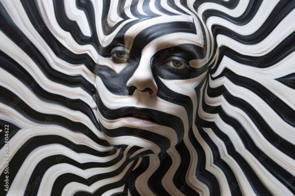 Poster generate an optical illusion that appears to move on its own. ai generated