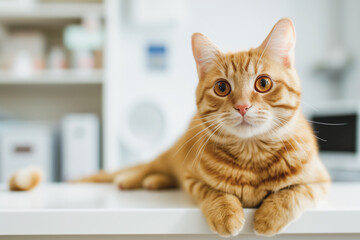 cute ginger cat on the table 