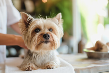 yorkshire terrier at a pet spa
