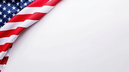 Fototapeta premium Vibrant American Flag Banner on White Background Perfect for Digital Designs