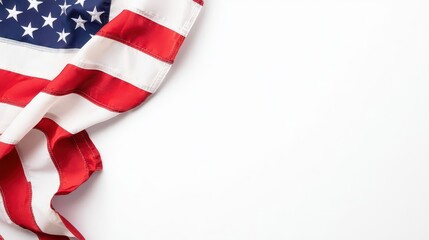 Fototapeta premium Vibrant American Flag Banner on White Background Perfect for Digital Designs