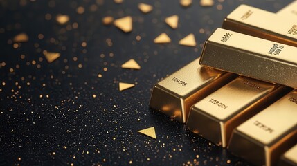 Luxurious Financial Backdrop with Golden Ingots and Detailed Data Visualizations