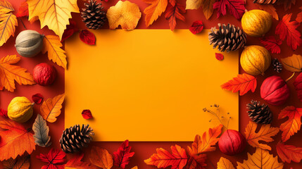 Banner the fall season, creating a cozy atmosphere with blank space for text.