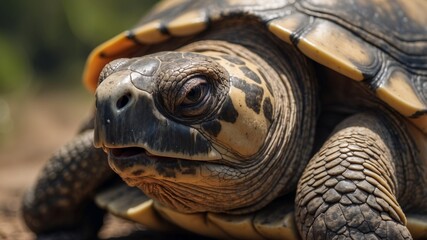 Naklejka premium Close-Up of a Tortoise with an Aggressive Expression.