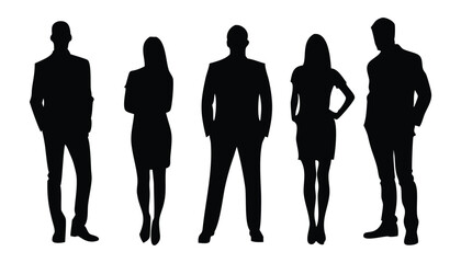 Businessman Silhouette of Diverse Team Standing Together