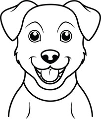 Fototapeta premium Smiling dog vector with a playful tail and fun details for coloring 