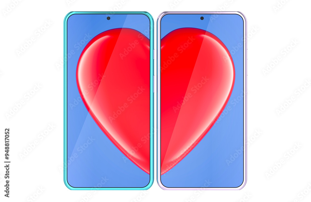 Poster dating applications, concept. 3d rendering isolated on transparent background