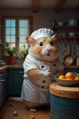 The Adorable Hamster Chef: Ready to Cook Up a Storm in a Cozy Kitchen