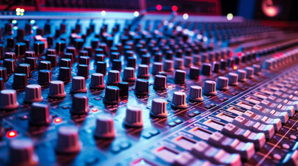 Obraz premium audio mixing console in recording studio