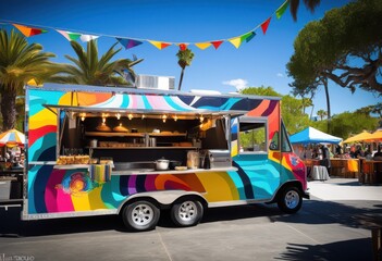vibrant food truck showcasing diverse delicious dishes colorful presentation unique culinary options, cuisine, tasty, meals, snacks, street, fresh, ingredients