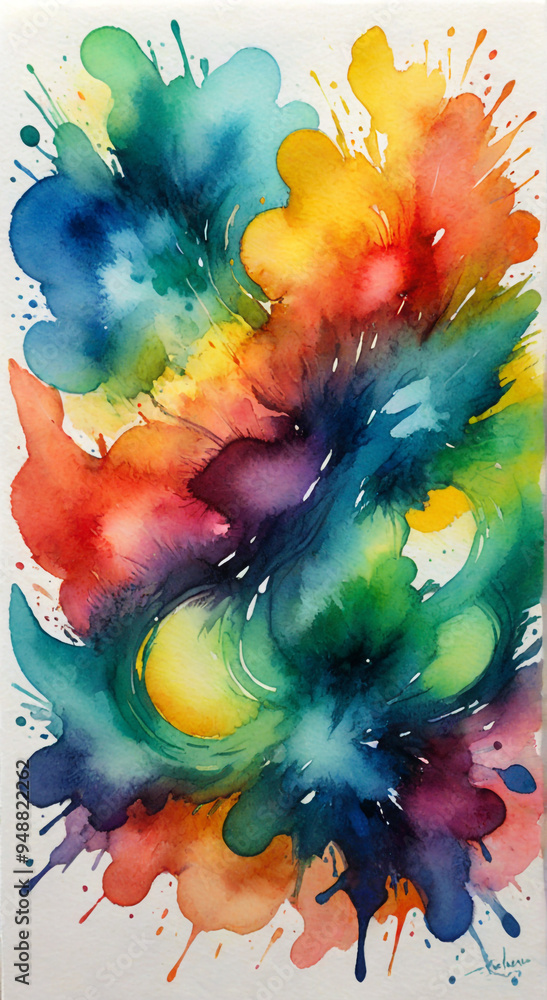 Poster abstract watercolor background with splashes