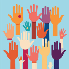 Fototapeta premium Multiple hands of different sizes and genders coming together to form a pink ribbon